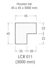 Houten lat (RND) 45 x 45 x 4200 mm (infrezing 20 x 22 mm)